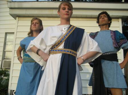 Laura (center) as Lampito in Lysistrata. Produced by Fight Boy Theatre, Denton, Texas. (Set in ancient Greece.)